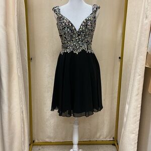 Dancing Queen style 9160 SMALL Black and Silver hoco, prom, party Dress